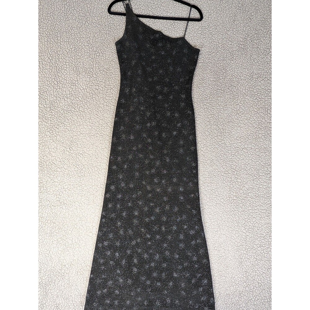 Vintage Byer Too California Crushed Glitter Maxi Dress Black Whimsigoth Fairy L